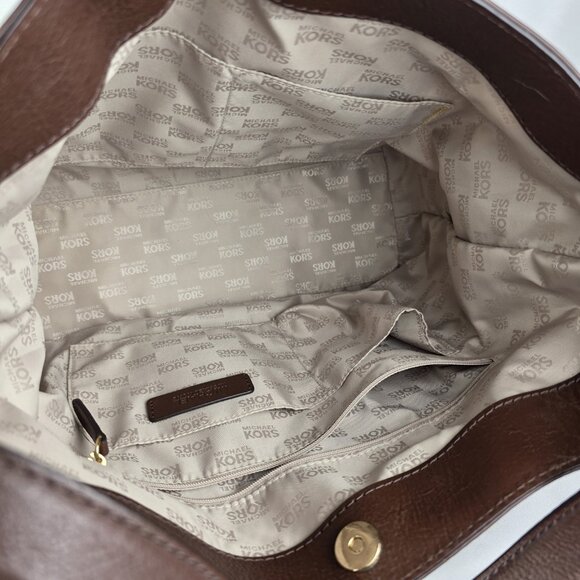 Michael Kors Handbag Giraffe Print Brown & Cream Canvas Handbag 13"x11"x6" - Picture 6 of 8